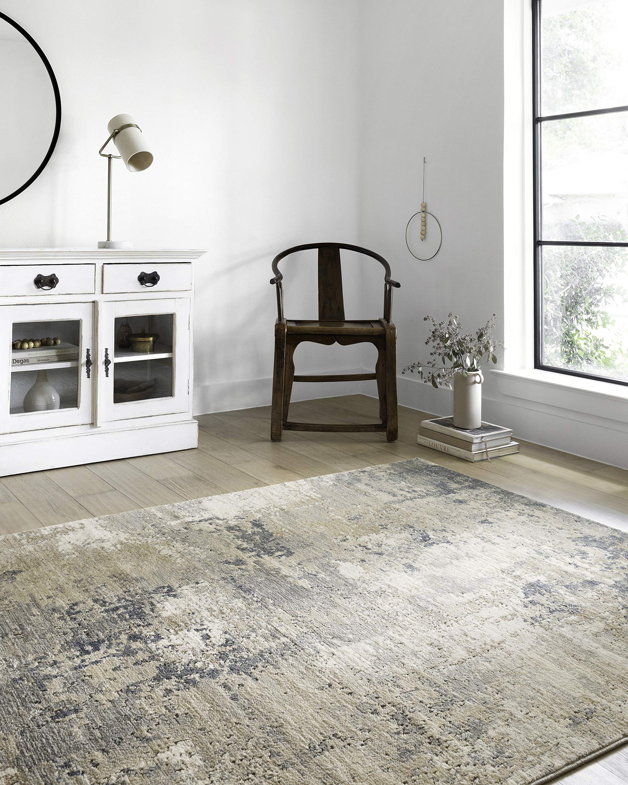 Loloi Teagan Collection 3-4 x 5-7 Accent Rug in Sand/Mist - Large Area Rug, Soft Neutral Rug, High-Traffic Area Rug for Living