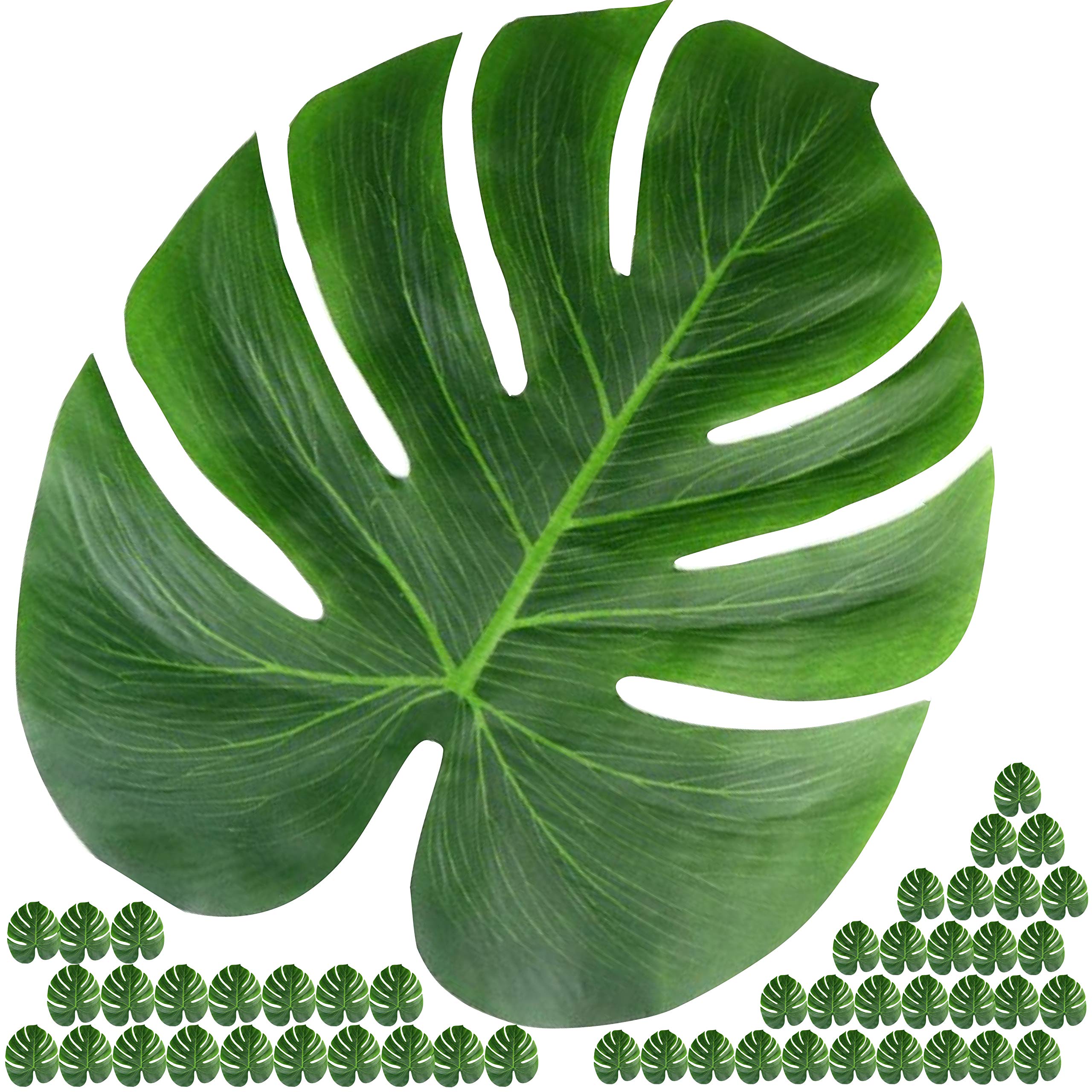 Vibe 50pcs Large Tropical Palm Leaves - Artificial, 13.8 by 11.4 for Luau Jungle Hawaii Theme Party Decorations1
