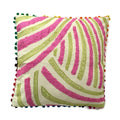 Dk Homewares Cotton Decorative Suzani Embroidered Couch Cushion Covers 16X16 Striped Green Pink Home Decor Pom Pom Pillow Cases
