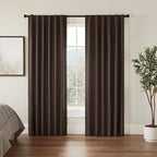 Eclipse Fresno Modern Blackout Thermal Rod Pocket Window Curtain For Bedroom (1 Panel), 52 In X 63 In, Espresso