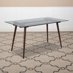 Flash Furniture Meriden 31.5' X 55' Rectangular Solid Walnut Wood Table With Clear Glass Top