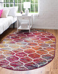 Unique Loom Trellis Frieze Collection Area Rug - Rounded (4 x 6 Oval, Multi/ Black)