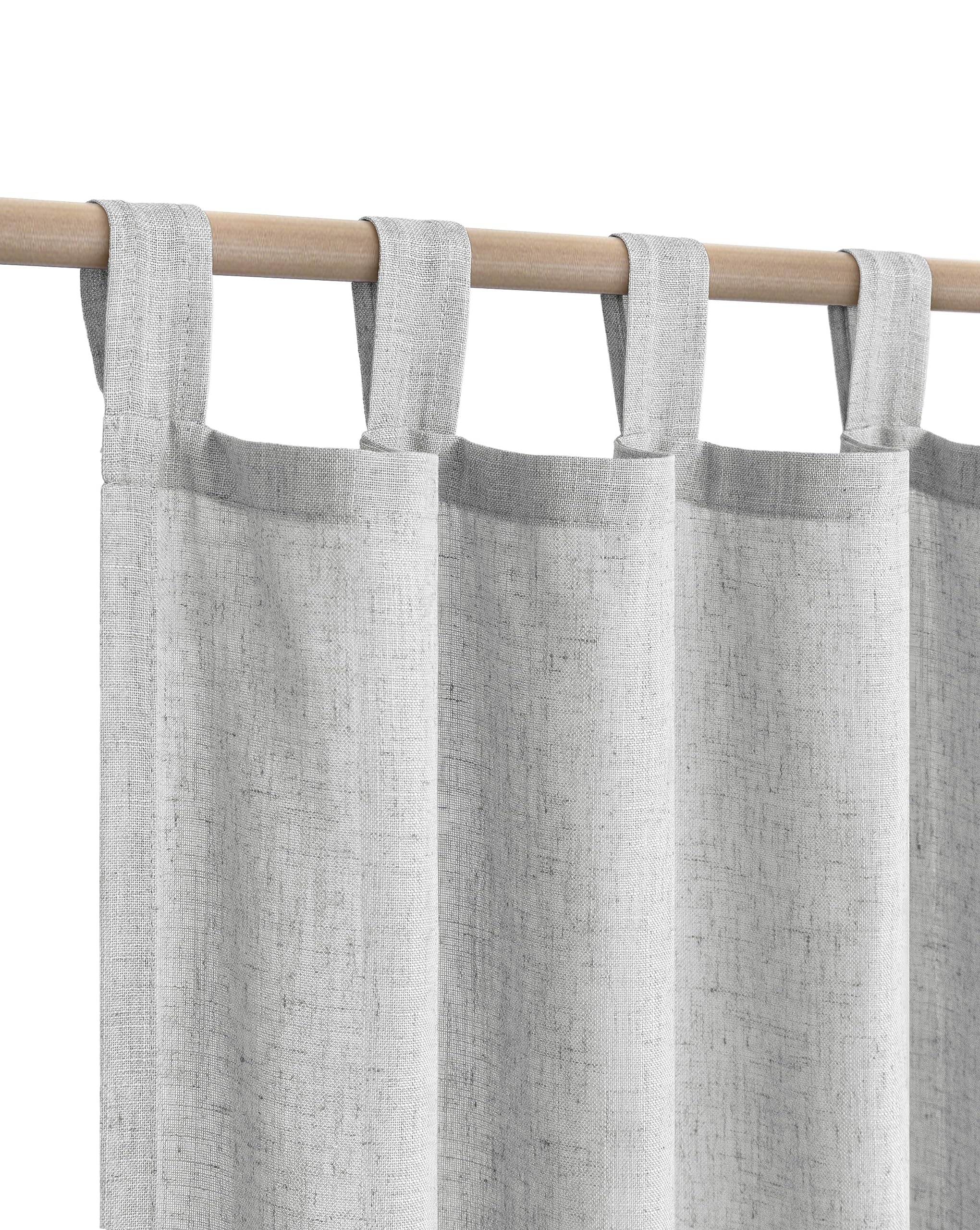 Gray Linen Curtains 54 Inch Length For Boys Bedroom 2 Panel Tab Top Soft Linen Lightweight Light Reducing Casual Curtains Grey For Office Room Sitting Apartment Entryway Rustic Farmhouse Decor 52X54