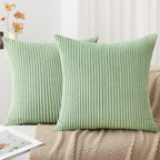 Mecatny Corduroy Throw Pillow Covers 20X20 Set Of 2 - Striped Decorative Pillow Covers For Living Room, Bed - Soft Square Couch