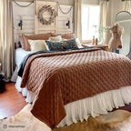 Hiend Accents Stella Faux Silk Velvet Quilt, King Size, Dusty Rose Solid Color, Romantic Modern Western Traditional Style Luxury