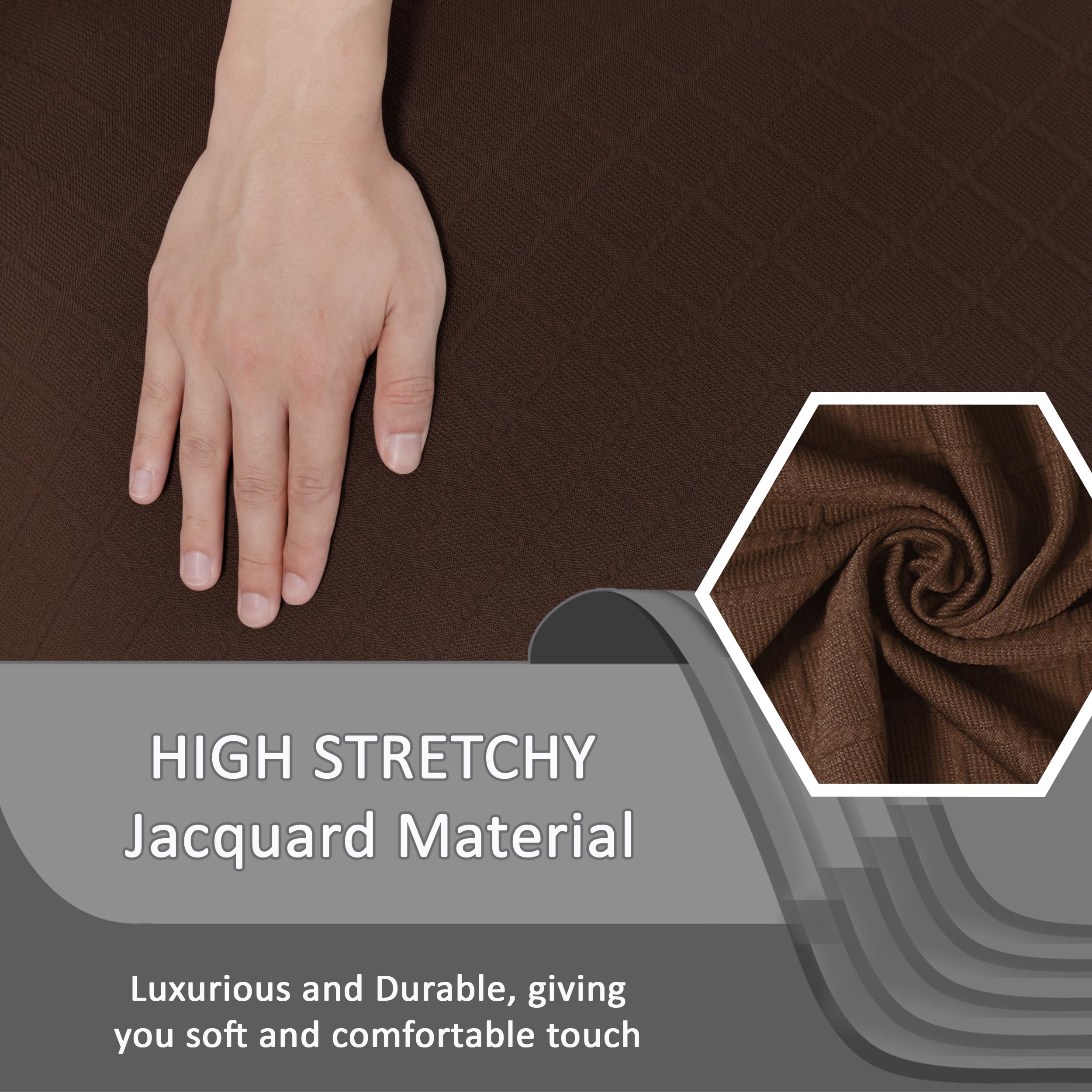 Ulticor Squared Jacquard Design Extra Wide 75'' - 100'', Reclining 2 Seater Sofa, Extra Wide 6-Piece Reclining Loveseat Slipcove