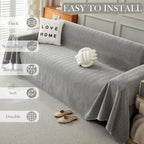 Handontime Couch Slipcovers For Sofas Dark Grey Couch Cover Sofa Cover For Dogs Boho Pet Couch Protector With Tassel Couch Throw Cover Chenille Herringbone Couch Cover Sofa 3 Seat Cover, 91' X150'