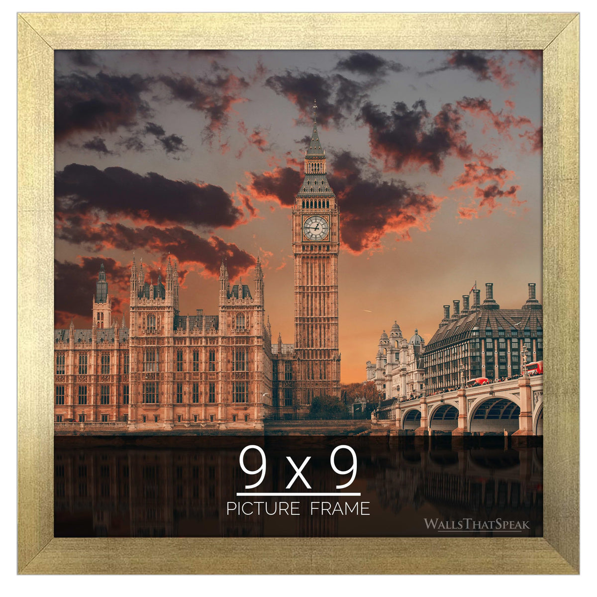 wallsthatspeak 9x9 Gold Picture Frame for Puzzles Posters Photos or Artwork