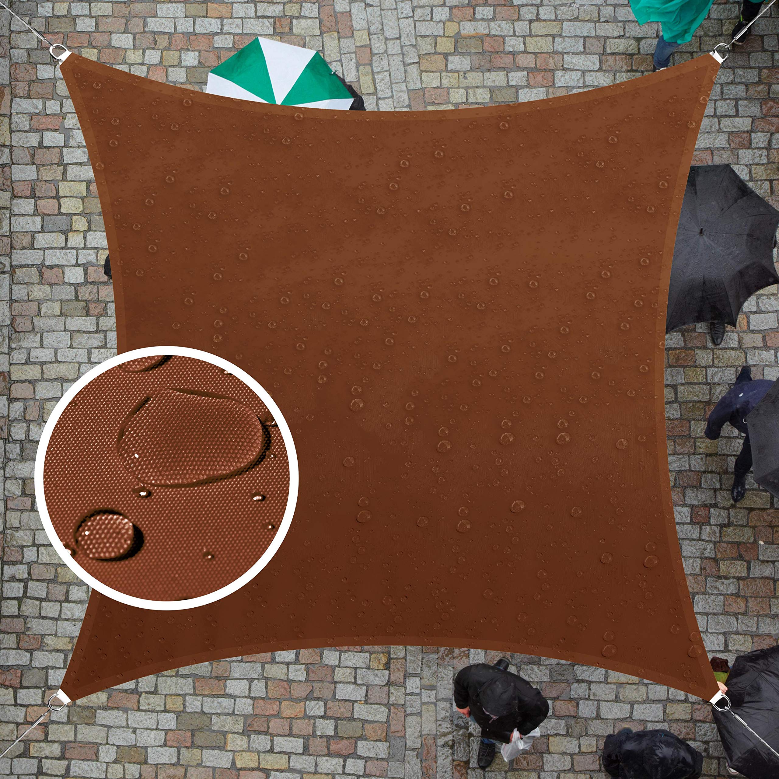 Colourtree 14' X 14' Brown Ctads14 Rectangle Waterproof Sun Shade Sail Upf50 Canopy Awning Shelter, 95% Uv Block Water Resistant