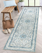 Lahome Oriental Washable Runner Rugs,2.5x8 Long Blue Bathroom Carpet Runner Non-Slip,Boho Kitchen Runner Rugs Non Skid Washable,