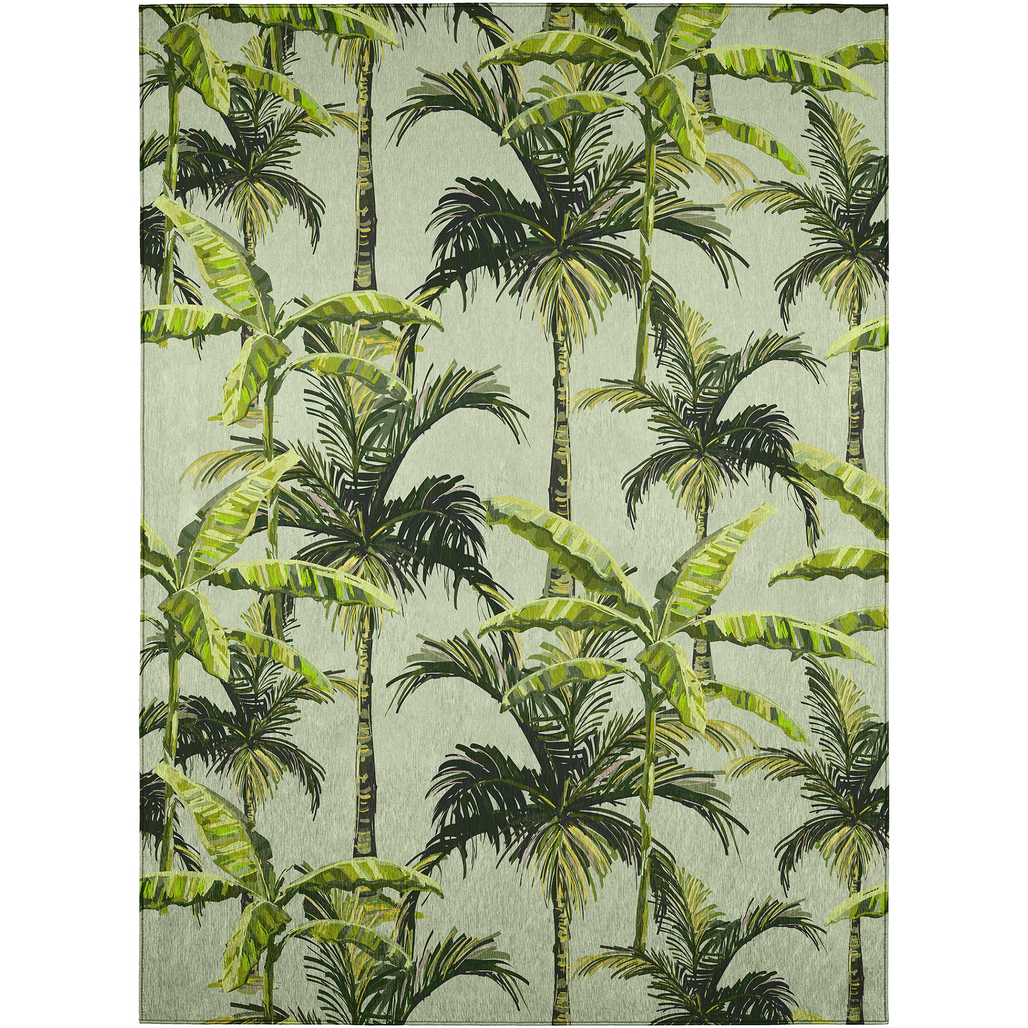 Dalyn Rugs Tropics TC10 Green 5 x 76 Indoor Outdoor Area Rug, Easy Clean, Machine Washable, Non Shedding, Bedroom, Living Room
