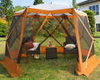 Ever Advanced Pop Up Gazebo Tent For Backyard, 11.5 X 9.8 Ft, Instant Screened Tent Screen House Canopy With Netting, Orange