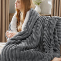 Bedsure Sherpa Blanket Queen Size For Bed - Super Soft Cozy Blanket Gift, Fleece Thick Warm Blanket For Winter, Dark Grey, 90X90
