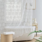 Tudeco White Lace Shower Curtain With Attach Valance, Shabby Chic Floral Shower Curtain Lace For Bathroom Vintage Sheer Scallope