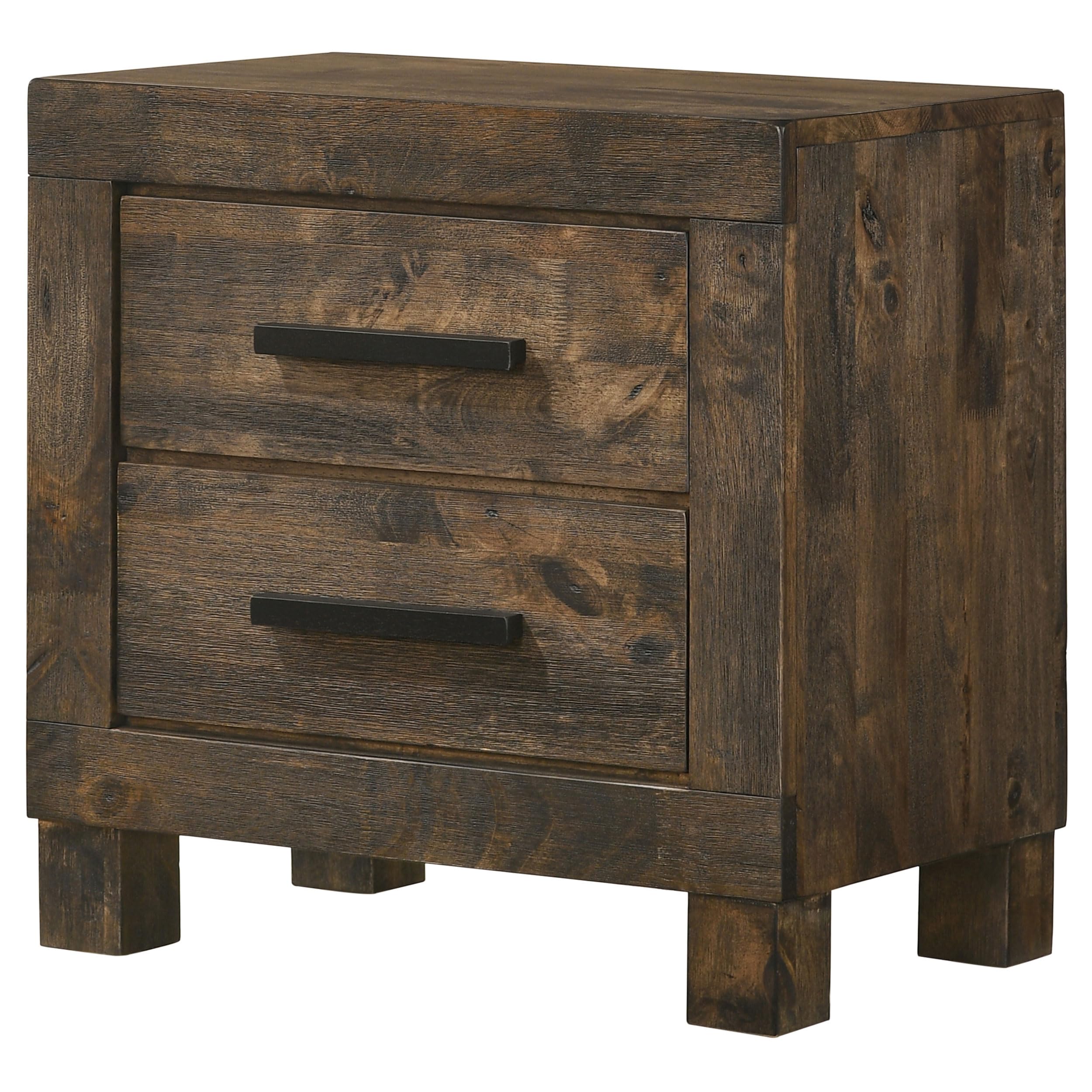 Coaster Home Furnishings Woodmont Farmhouse Engineered Wood 2-Drawer Bedroom Nightstand Bedside Table Organizer Unit Rustic Golden Brown 222632