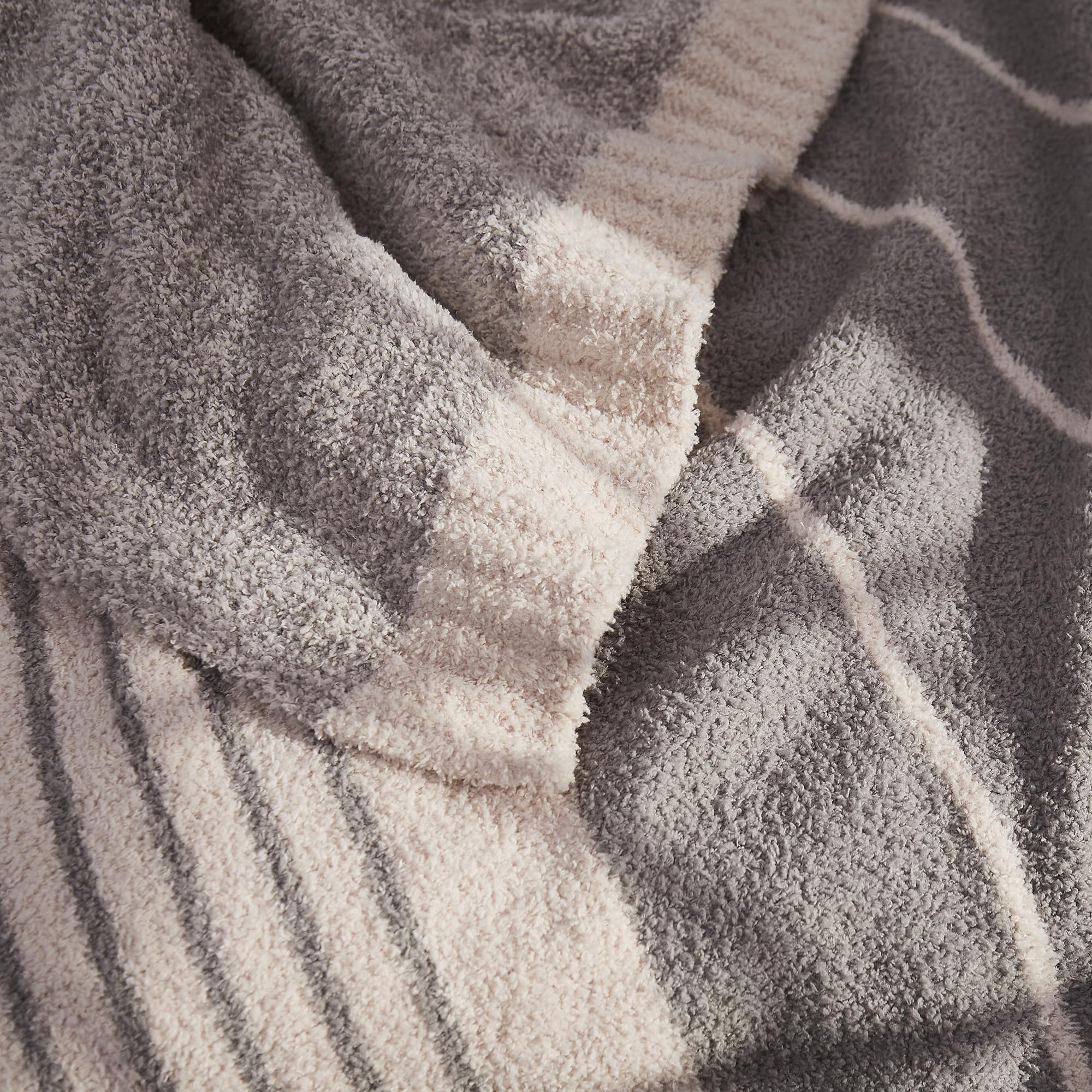 R.Share Pink Striped Throw Blanket 50X70 Inch Reversible, Feather Knit Microfiber Soft Comfy Cozy Lightweight Fluffy Fuzzy Warm