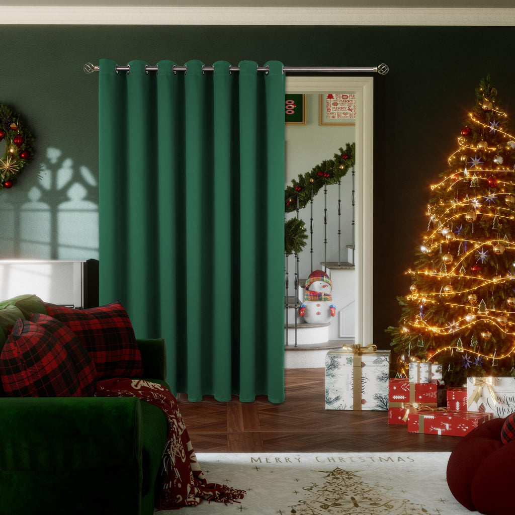 Bgment Room Divider Curtain 96 Inch Length For Sliding Glass Door, Wide Room Darkening Curtain For Living Room, Christmas Blackout Thermal Doorways Curtain For Bedroom, Emerald, 1 Panel, 100 W X 96 L