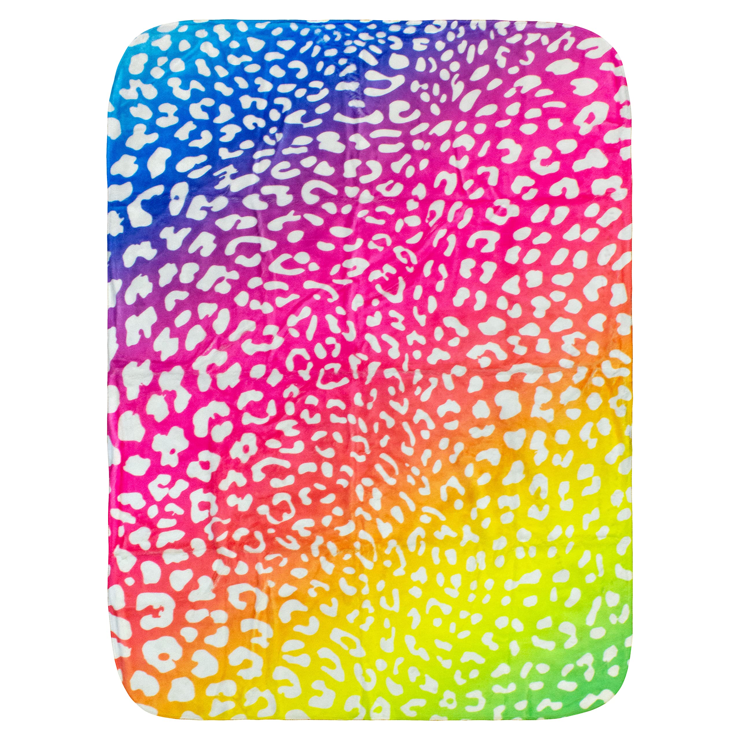College Covers Everything Comfy Leopard Print Decorative Baby Throw Blanket, 30X40 Inch, Rainbow Gradient/White