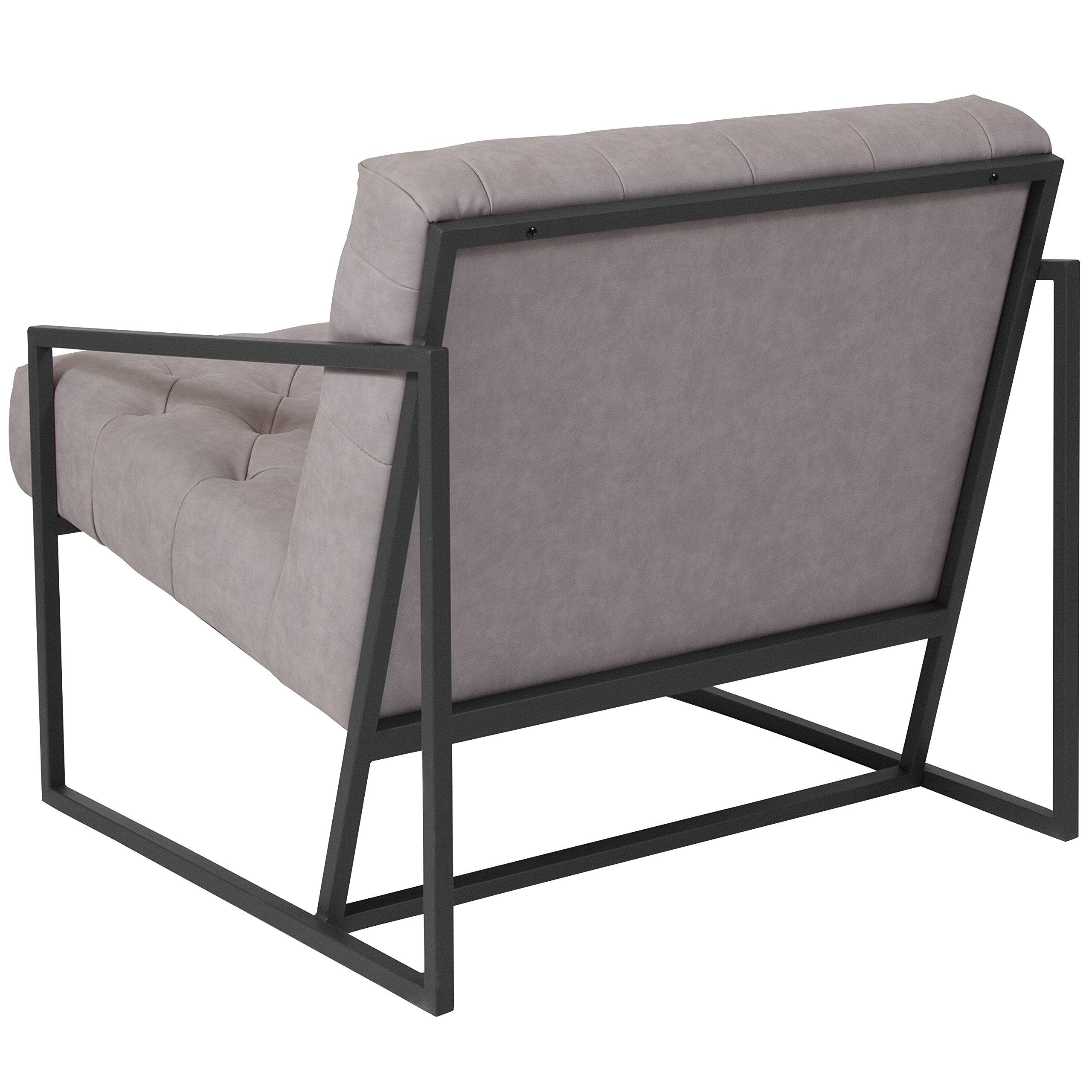 Flash Furniture Hercules Madison Series Retro Light Gray Leathersoft Tufted Lounge Chair