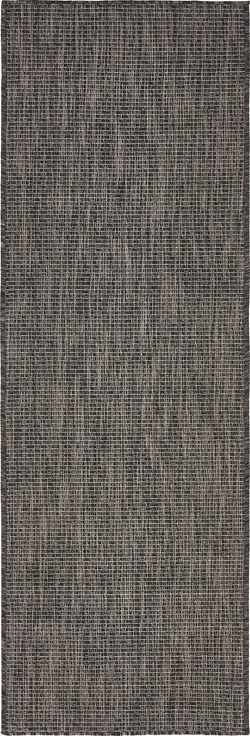 Unique Loom Collection Casual Transitional Solid Heathered Indoor/Outdoor Flatweave Area Rug (2' X 6' 1' Runner, Black/Ivory)