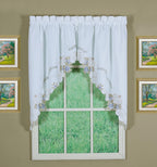 Today'S Curtain Verona Reverse Embroidery Window Swag, 38-Inch, White/Blue - Verona Ca50304P