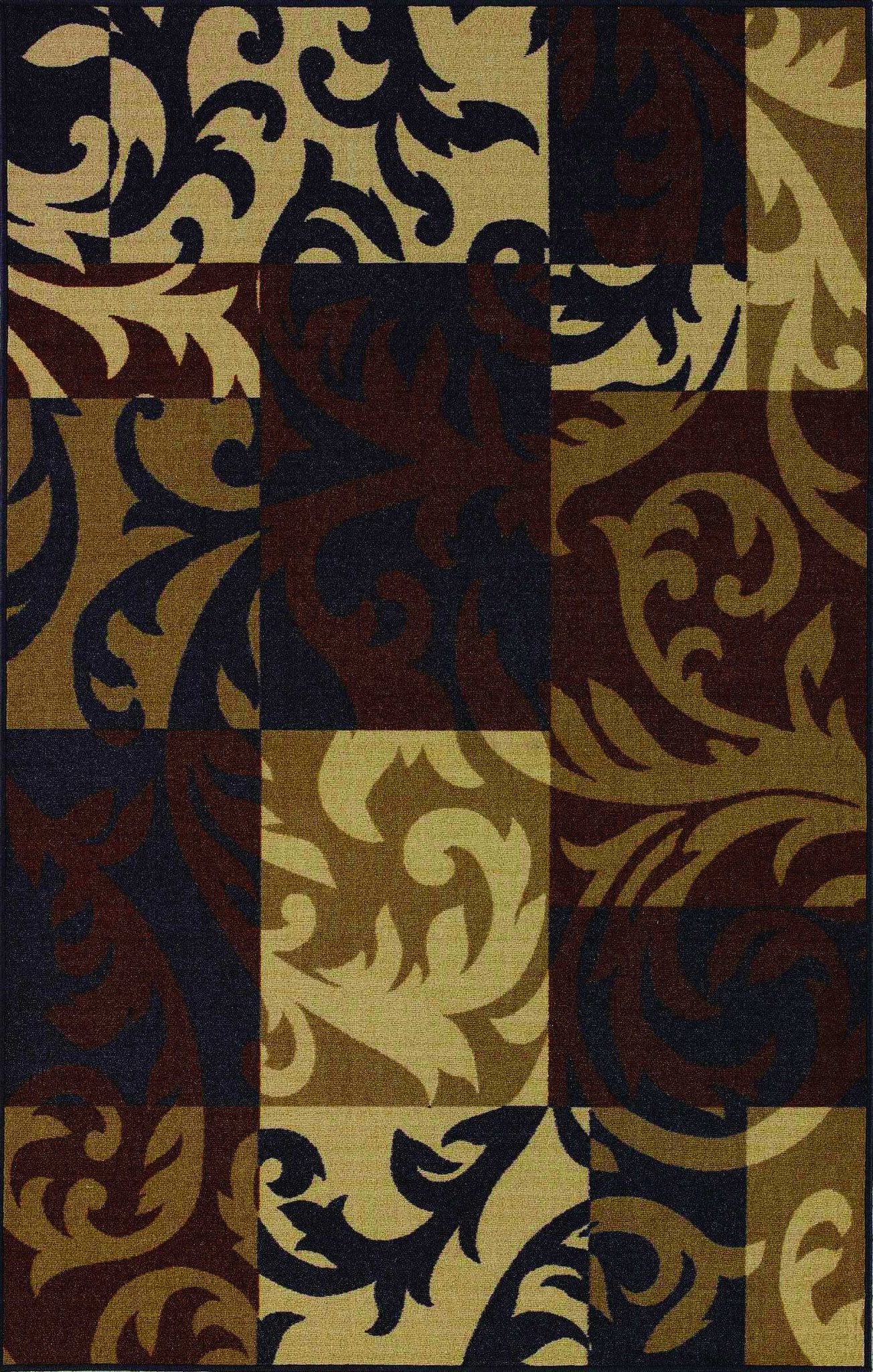 Dalyn Essence Area Rug Es11 Black Blocks Floral 22" X 60" Rectangle