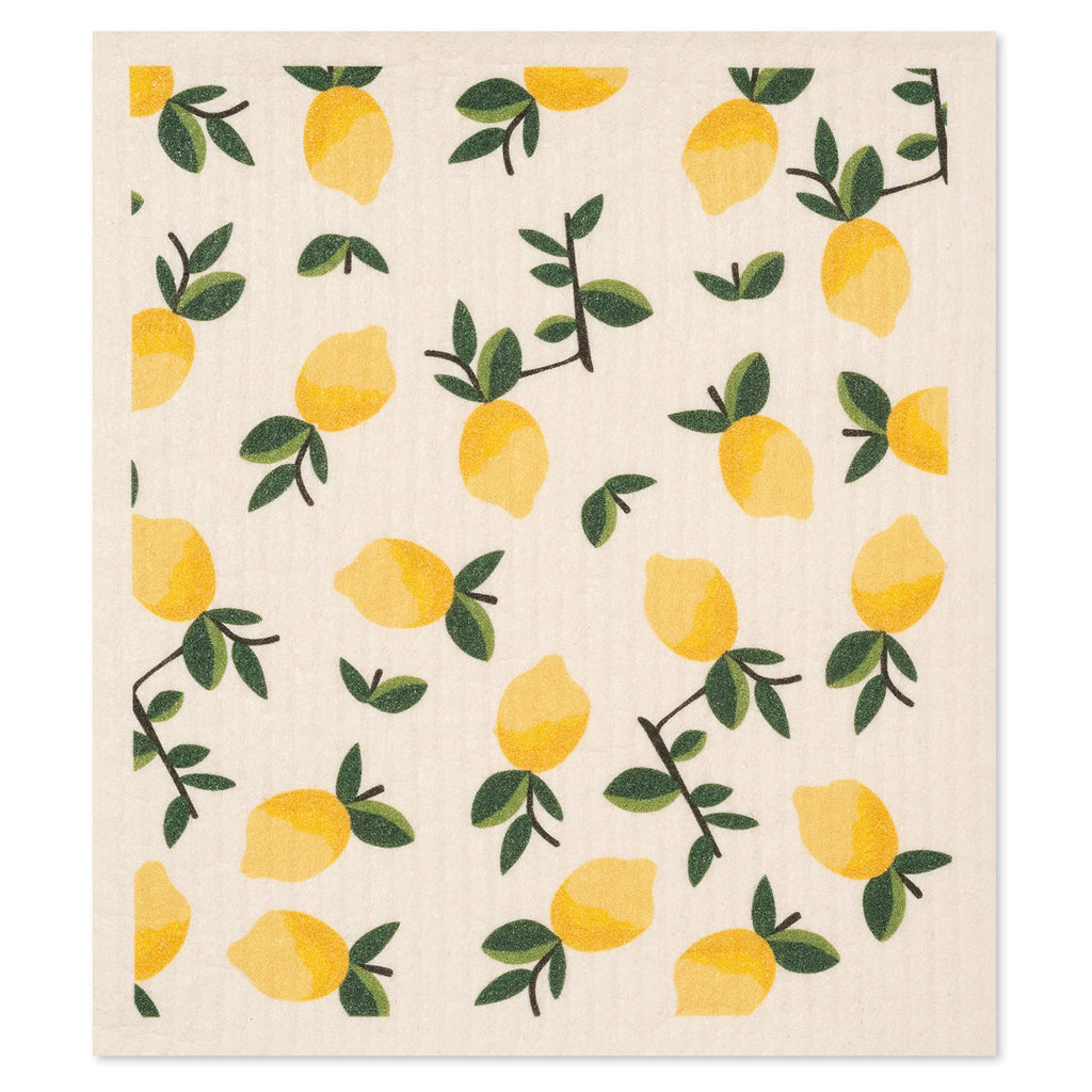 Gmicr  Atifs Swedish Dishcloths 4 Pack Yellow Lemons And Oranges Print Reusable Sponges Kitchen Cleaning Cloth Dish Scrubber, Ma