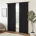 ECLIPSE Fresno Modern Blackout Thermal Rod Pocket Window Curtain for Bedroom (1 Panel), 52'' x 95'', Black