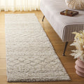 SAFAVIEH Arizona Shag Collection Area Rug - 23 x 16 Runner, Ivory/Grey, Geometric Design, Plush 1.6 Inch Thick Ideal for High 