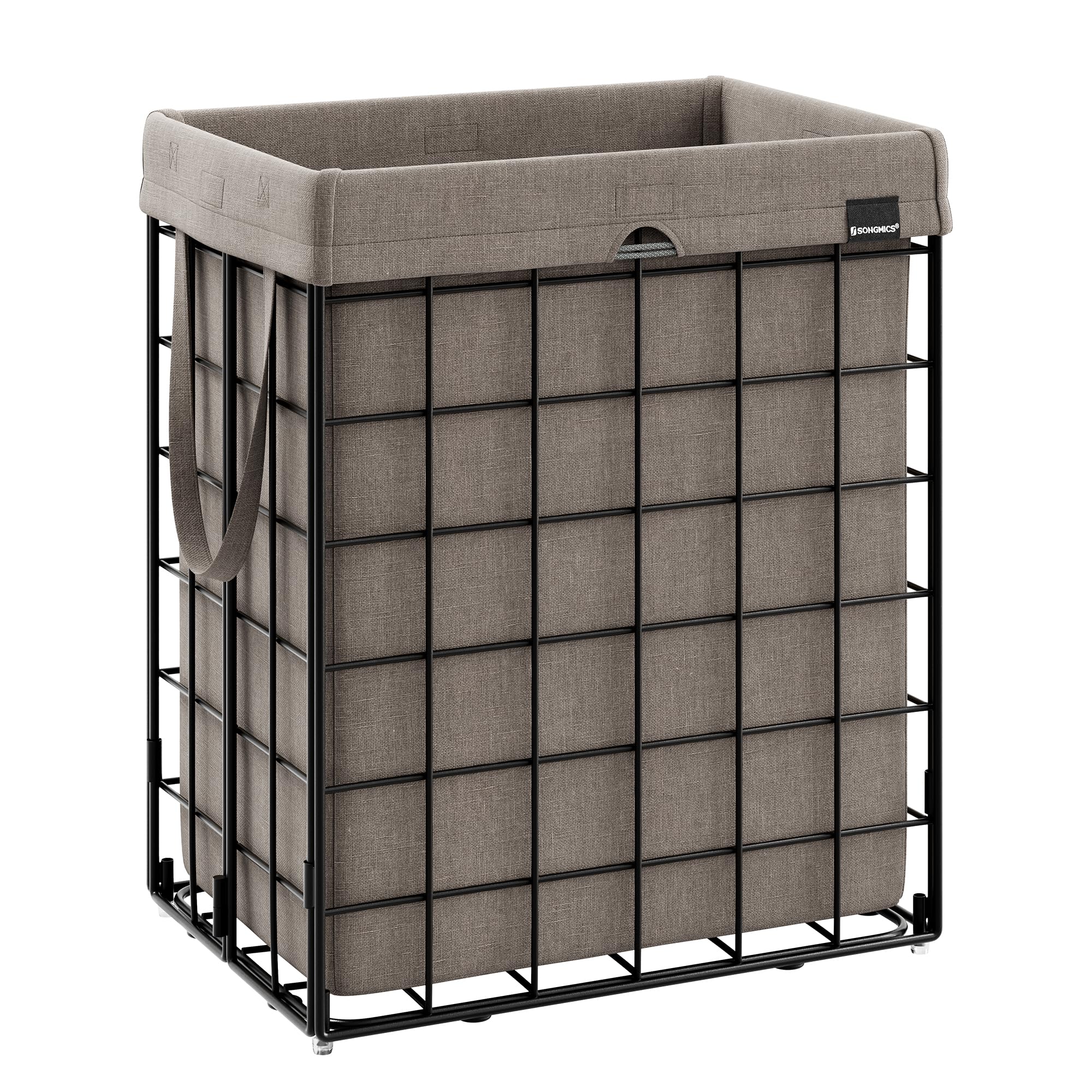 SONGMICS Laundry Hamper, 23.8 Gal (90L) Laundry Basket, Collapsible Clothes Hamper, Removable and Washable Liner, Metal Wire Fra