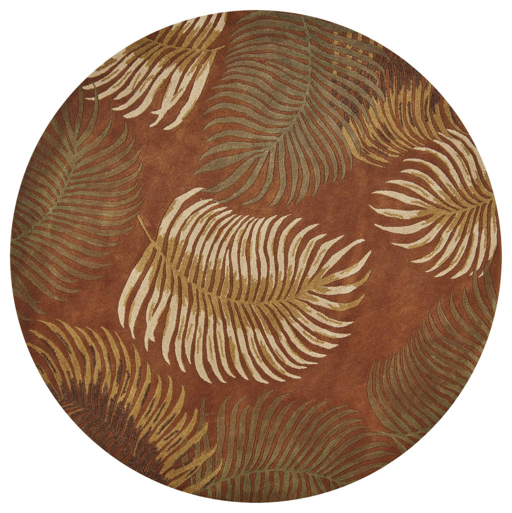 HomeRoots 7' Round Wool Rust Area Rug