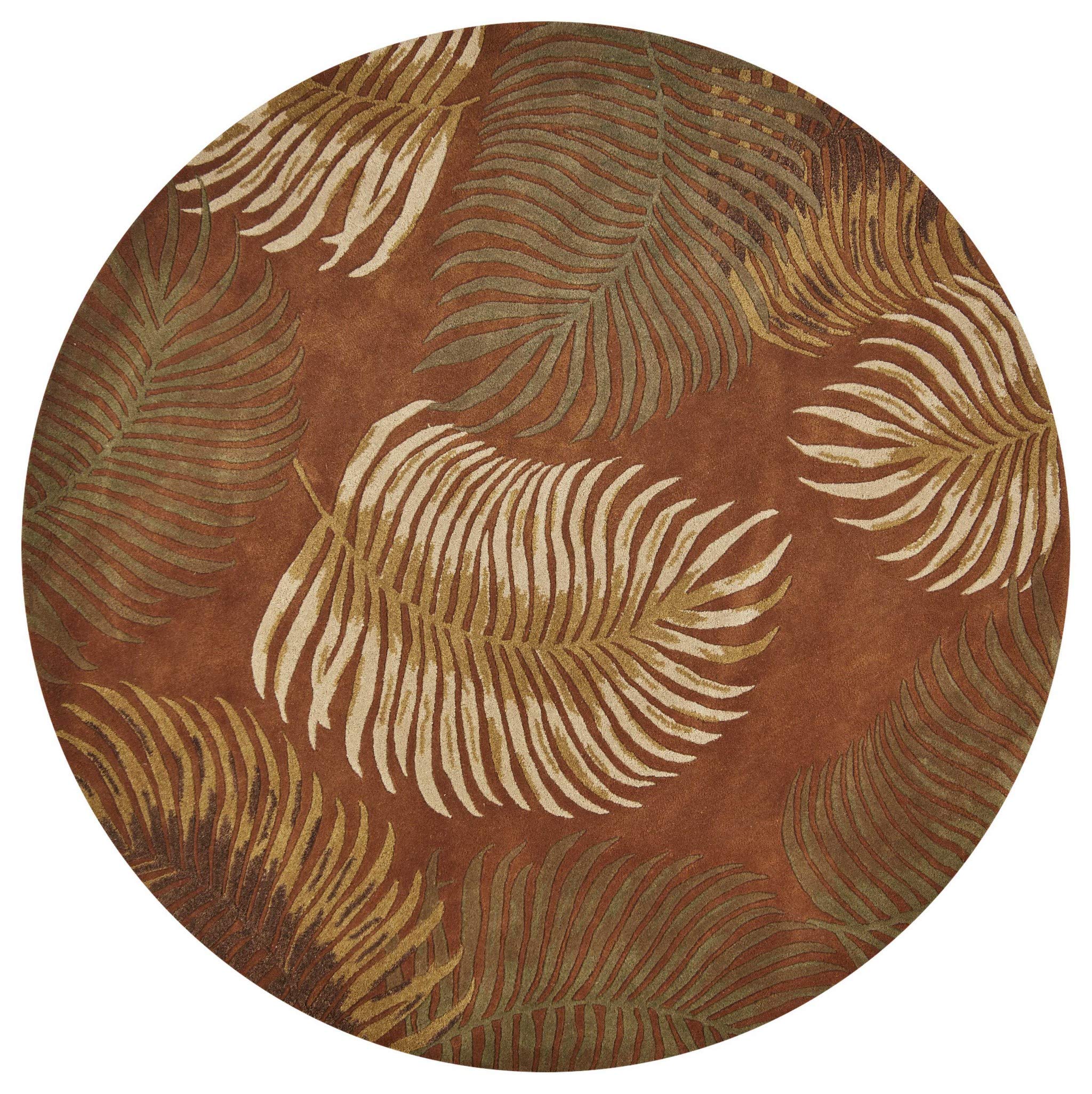HomeRoots 7' Round Wool Rust Area Rug