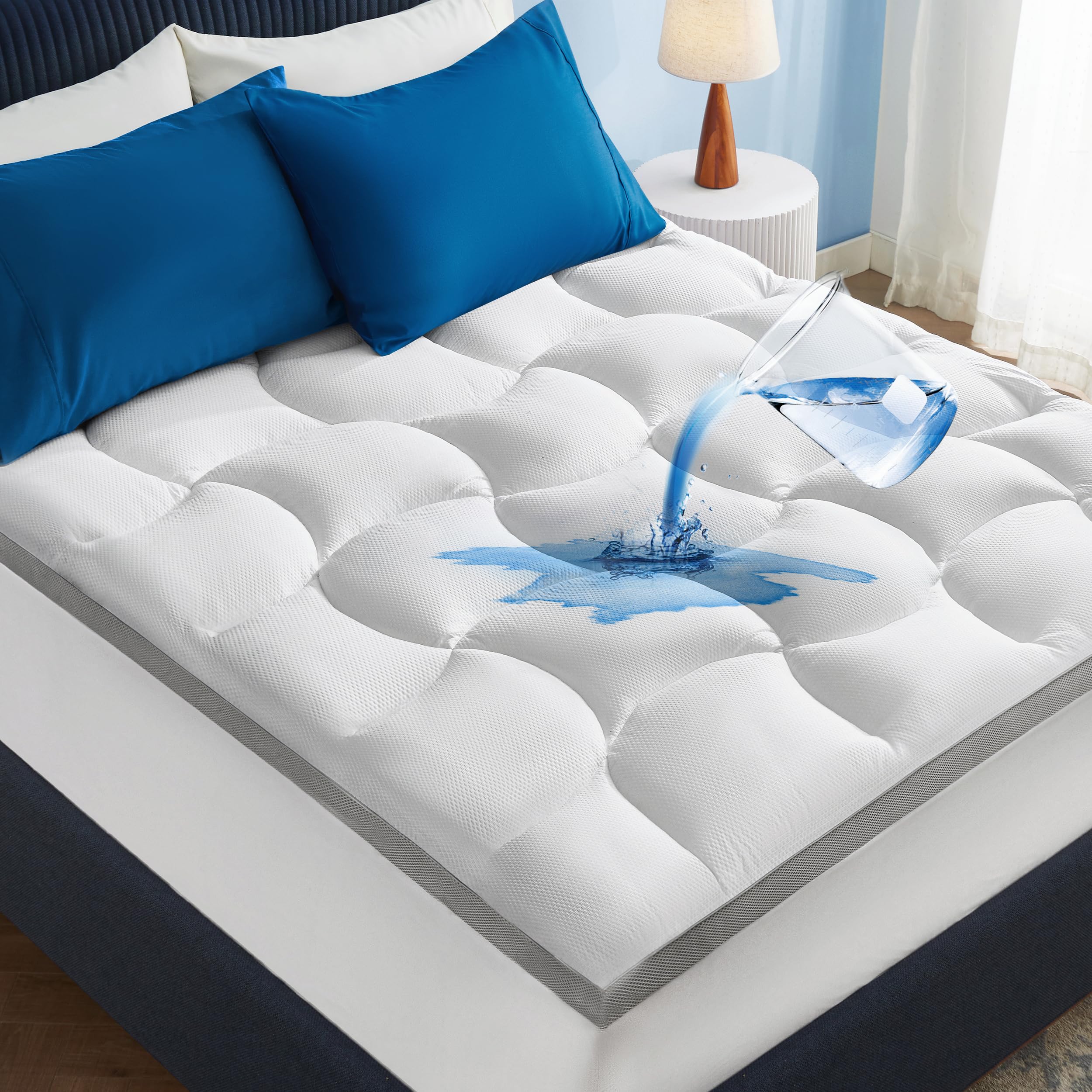 Bedsure King Mattress Topper - Pillow Top King Mattress Protector With 8-21 Inches Deep Pocket, 800 Gsm Extra Thick Waterproof Bed Pad Fitted, Soft Bed Cover For Home, Bedroom, Hotel - White