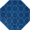 Unique Loom Trellis Frieze Collection Area Rug - Geometric (7 10 Octagon, Navy Blue/ Ivory)
