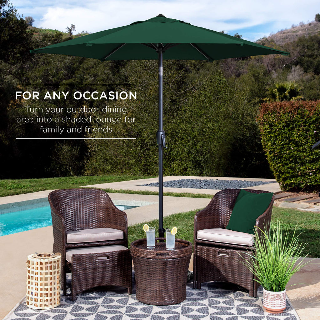 Best Choice Products 7.5Ft Heavy-Duty Round Outdoor Market Table Patio Umbrella W/Steel Pole, Push Button Tilt, Easy Crank Lift - Green