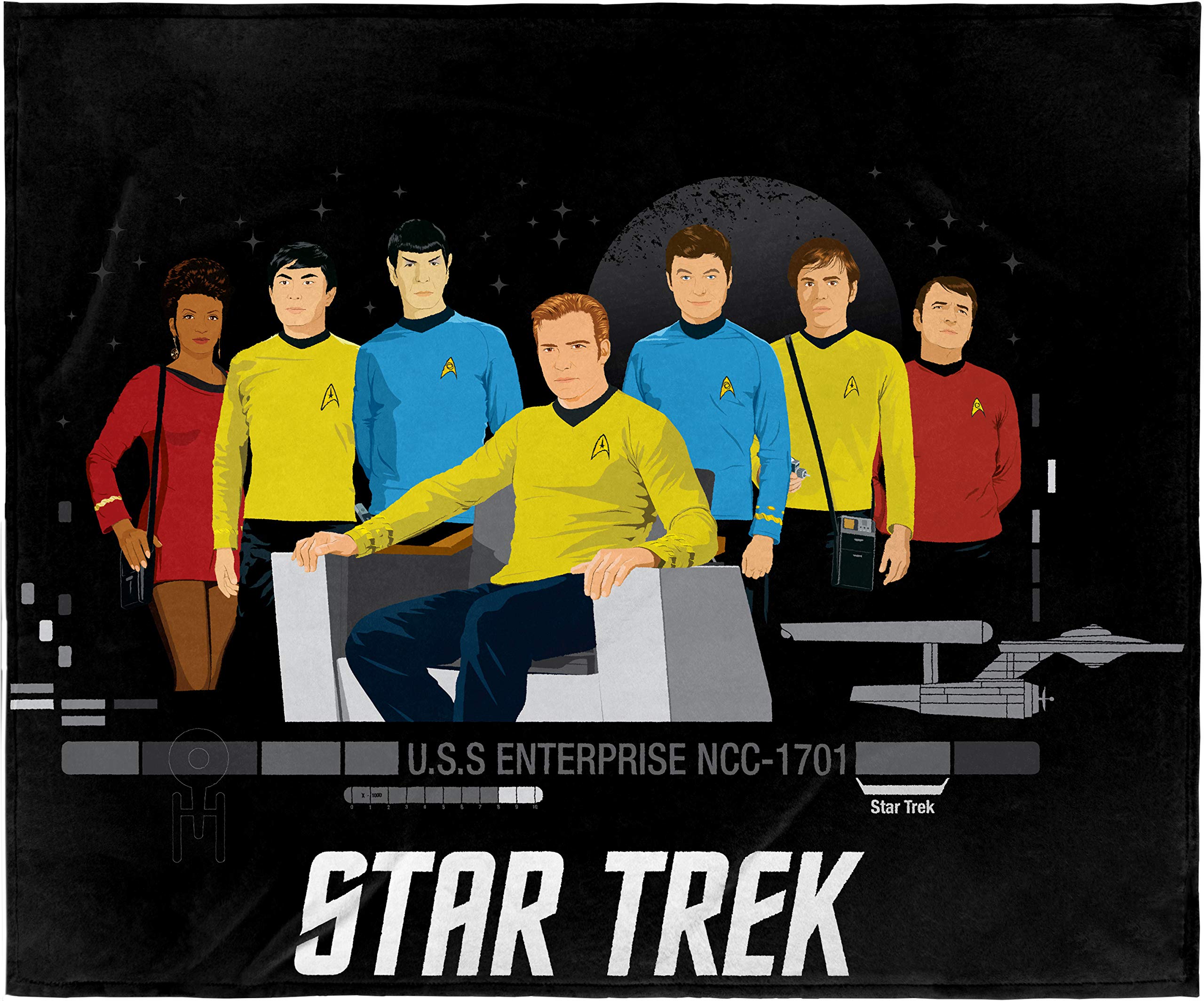 Intimo Star Trek The Original Series Tos U.S.S Enterprise Crew Silk Touch Fleece Plush Throw Blanket