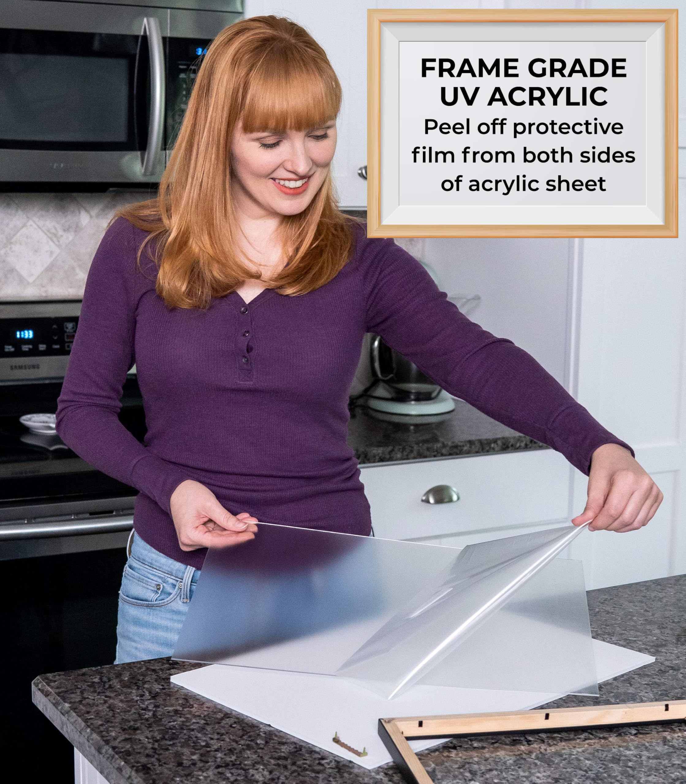 Countryarthouse 6X49 Frame Black Solid Pine Wood Picture Frame Includes Uv Acrylic Plexiglass, Acid Free Foam Backing Board And