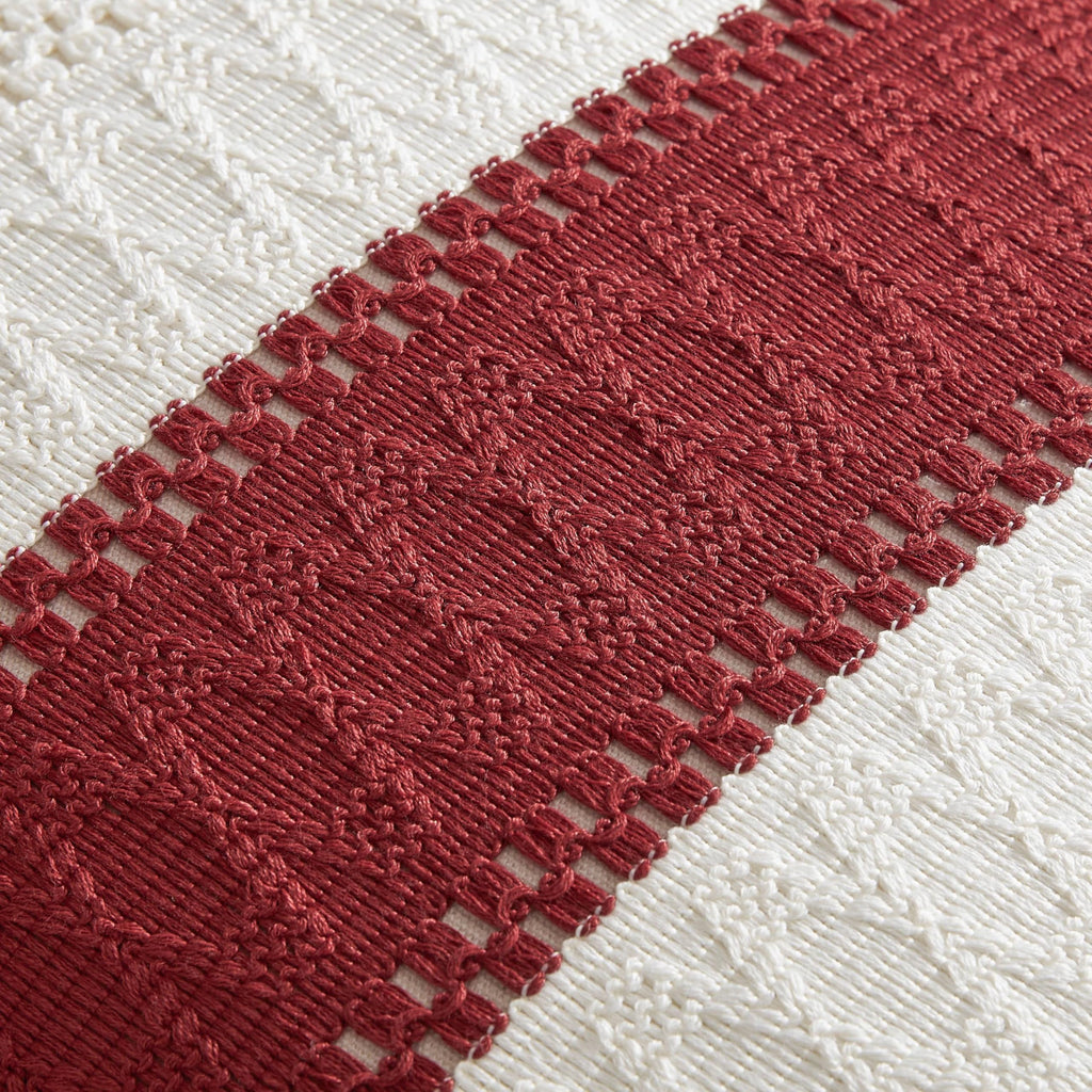 Zeemart 2 Packs Cotton Boho Christmas Pillow Covers 20X20 Inch Contrast/Red, Soft Farmhouse Decorative Couch Pillow Cases Red Cushion Covers For Sofa Bed Living Room Home Decor