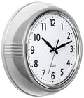Bernhard Products Retro Wall Clock 9.5 Inch Silver Kitchen 50s Vintage Design Round Silent Non Ticking Quality Quartz Battery O