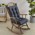 Sweet Home Collection Rocking Chair Cushion Premium Tufted Pads Non Skid Slip Backed Upper And Lower With Ties, 2 Piece Set, Nav