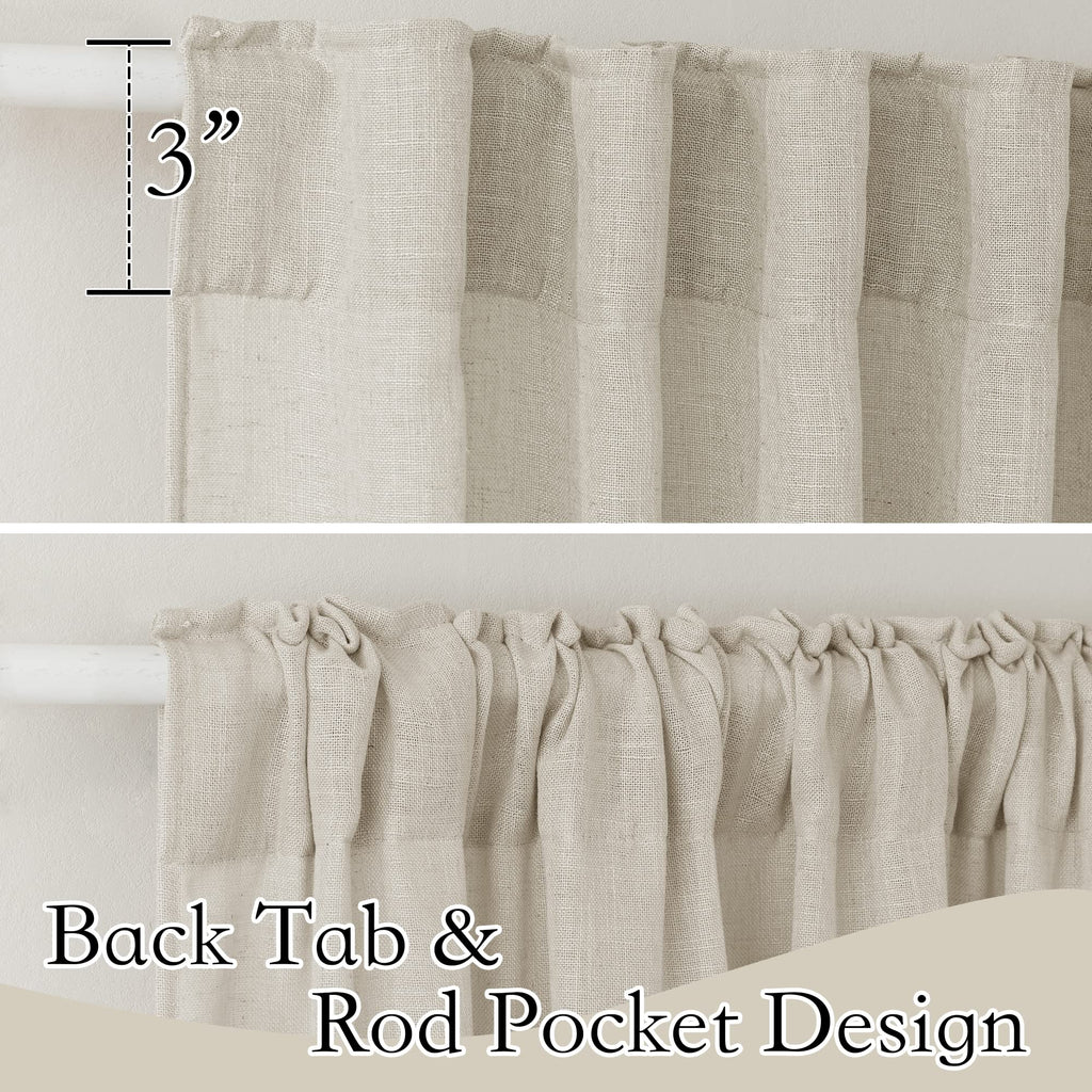 Ryb Home Natural Beige Linen Sheer Curtains 84 Inches Long For Bedroom And Living Room, Back Tab/Rod Pocket, Light Filtering Sheer Curtains And Drapes, W 52 X L 84 Inches, 2 Panels Set