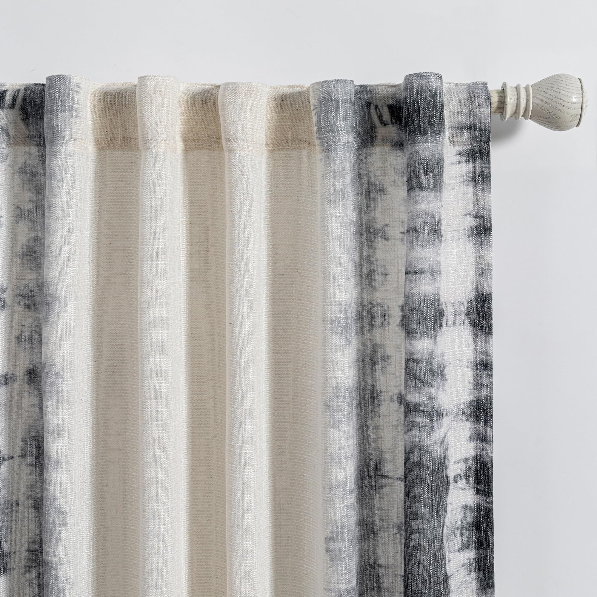 Meetsky Flax Linen Sheer Curtains 95 Inches 2 Panels Light Filtering Window Modern Cotton Curtains For Living Room Printed Soft