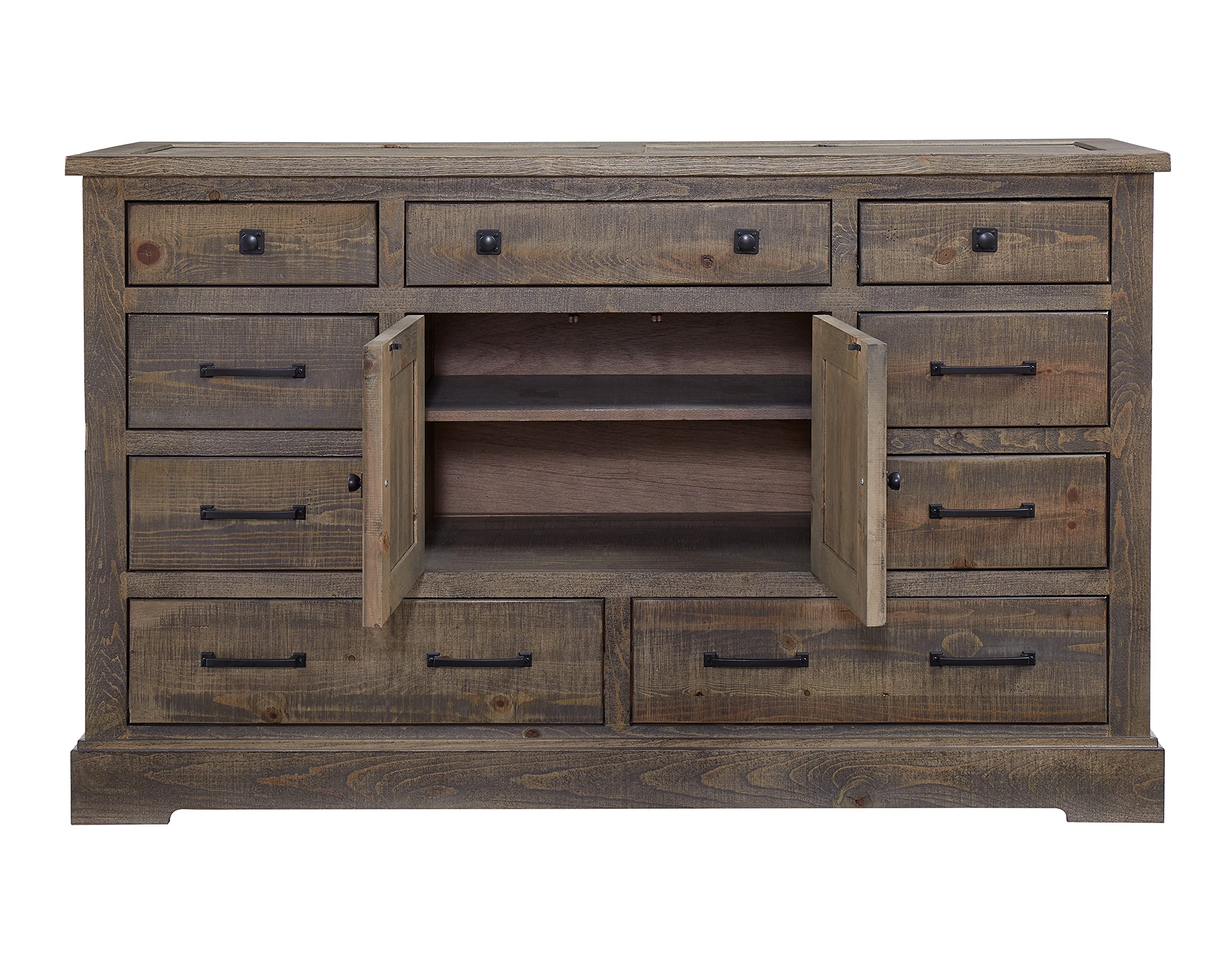 Progressive Furniture Meadow Door Dresser, 66&quot; X 18&quot; X 40&quot;, Weathered Gray