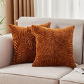 SOCHOW Fall Decorative Throw Pillow Covers 18x18 Inches Set of 2, Soft Leaves Textured Flannel Fleece Pillowcase Square Cushion 