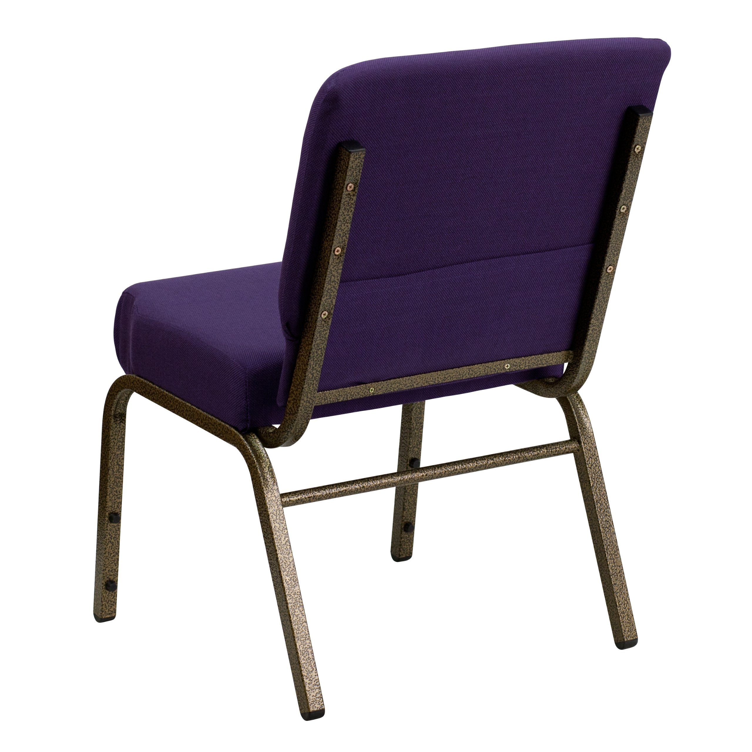 Flash Furniture HERCULES Series 21''W Stacking Church Chair in Royal Purple Fabric - Gold Vein Frame