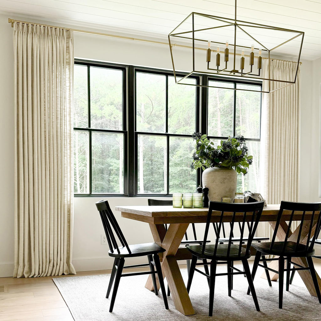 Twopages Double Layer Lined Curtain Light Khaki Linen Blend Light Filtering Pinch Pleat Curtain For Kitchen, Room Darkening Wind