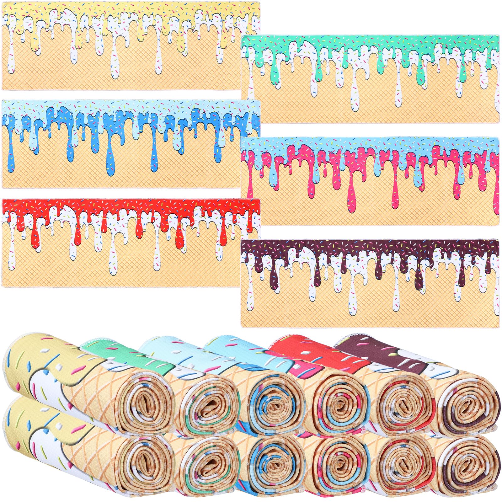 CraftyDream 12 Pcs Cooling Towel Baseball Football Basketball Breathable Chilly Softball Soccer Ice Towel, 40x12 Tennis Microfib