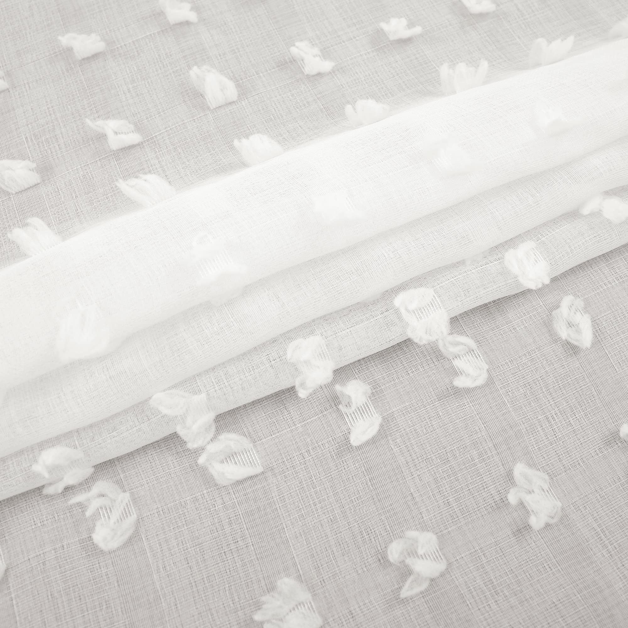 Cream Boho Sheer Curtains Drapes For Living Room 90 Inch Length 2 Panels Set Country Shabby Chic Rod Pocket Semi Sheer Window Treatments Farmhouse Curtains For Bedroom 90 Inches Long,Off White Ivory