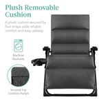 Best Choice Products Oversized Zero Gravity Chair, Folding Outdoor Patio Recliner, Xl Anti Gravity Lounger W/Removable Cushion, Cup Holder, Side Tray, 350Lb Capacity - Fossil Gray