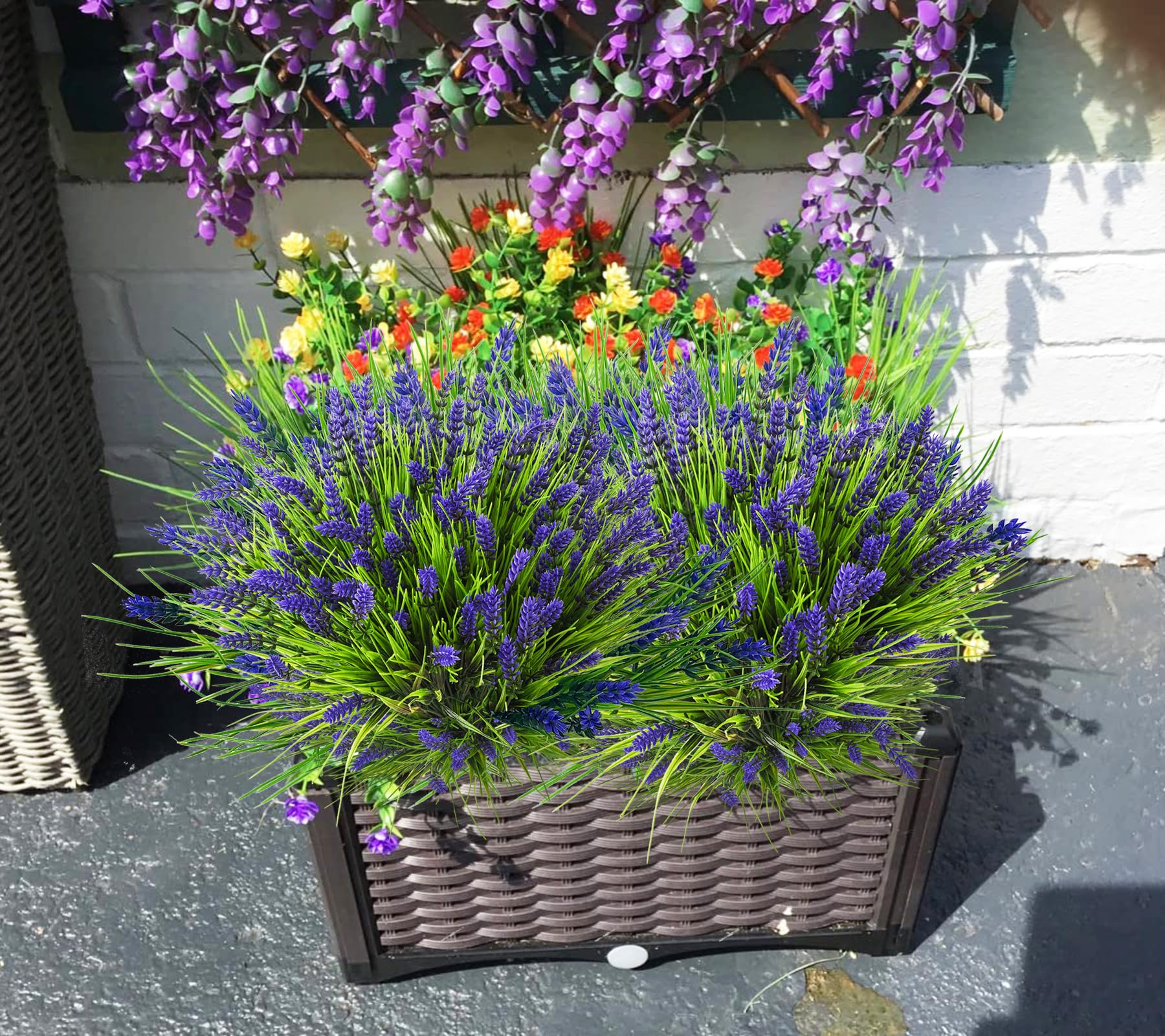 Tstweto Artificial Plants Outdoor, 22 Pcs Fake Flowers Uv Resistant Outdoor Fake Plants, Lavender Artificial Flowers Plastic Fak